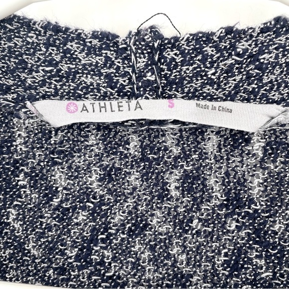 Athleta Navy Blue/White Weekend Wrap Open Cotton Blend Cardigan - Picture 7 of 7